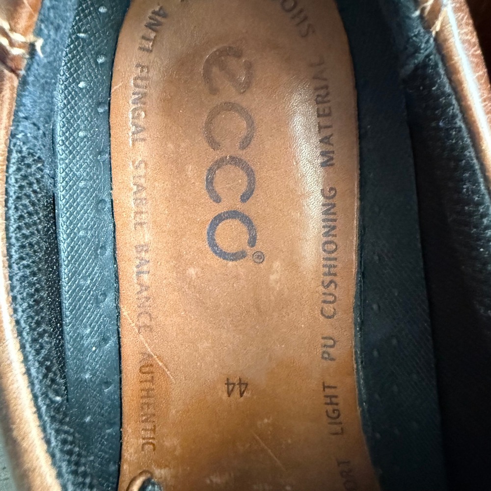 ECCO Men's Brown Leather Dress Shoes Size 44‎ | US 10.5 Comfort Work Oxford - Picture 8 of 9